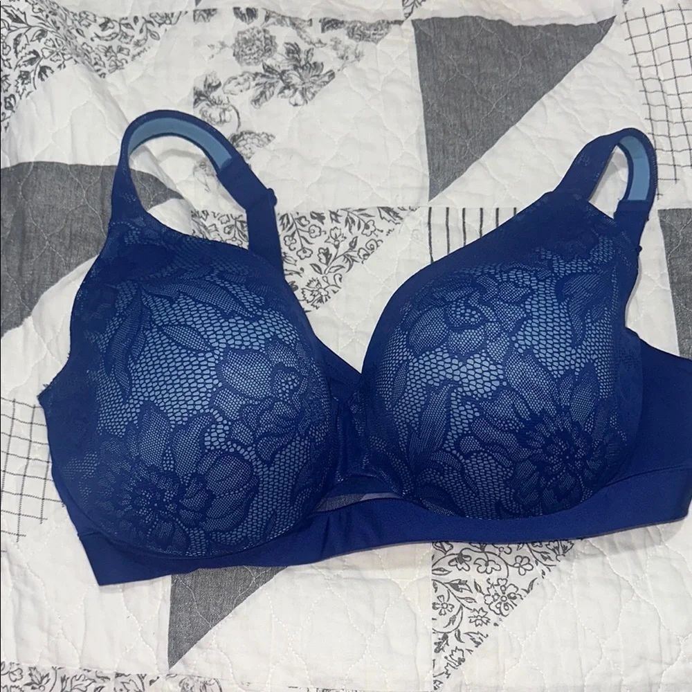 Cacique Blue Lace Bra Full Coverage Molded